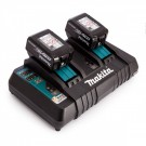 Makita DC18RD dobbel port hurtiglader + 2 x BL1850B 18V 5.0Ah batterier thumbnail