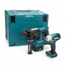 Makita DLX2372ZJ 18V LXT tvillingpakke, DHR242 SDS+ borhammer + DTW300 muttertrekker (kun kropp) thumbnail