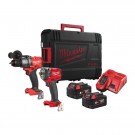 NYTT! Milwaukee M18 FPP2B3-502X 2-delers børsteløs combi + muttertrekker sett (2x5Ah batt) i HD kofferter  thumbnail