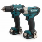 Makita CLX224AJ 12V twinpack CXT slagtrekker og skrudrill (2 x 2,0Ah batterier) levert i Makpac system koffert thumbnail