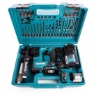 Makita HR140DWAE1 12Vmax kompakt SDS+ borhammer med 64-delers tilbehørsett (2 x 2,0 Ah batterier) thumbnail