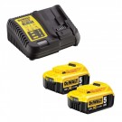 Dewalt ladepakke, DCB115 hurtiglader + 2 x 5Ah DCB184 lihtium batterier 18V thumbnail