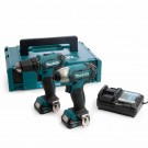 Makita CLX224AJ 12V twinpack CXT slagtrekker og skrudrill (2 x 2,0Ah batterier) levert i Makpac system koffert thumbnail