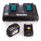 Makita DC18RD dobbel port hurtiglader + 2 x BL1850B 18V 5.0Ah batterier thumbnail