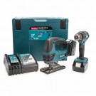 Makita DLX2134TJ - 2-delers 18V batteriverktøy sett, DHP482 combi drill + DJV180 stikksag (2 x 5Ah batterier) thumbnail