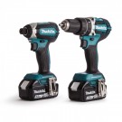 Makita DLX2180TJ 18V 2-delers børsteløs duel kitt med DHP484 combi drill + DTD153 slagtrekker (2 x 5.0Ah batterier) thumbnail