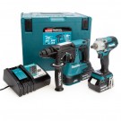 Makita DLX2372TJ 18V LXT SDS+ borhammer og muttertrekker tvillingpakke (2 x 5,0Ah batterier) thumbnail