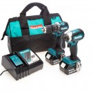 Makita DLX2460X1 18V LTX Combi drill og slagtrekker TwinPack (2 x 3,0Ah batterier) i verktøy bag thumbnail