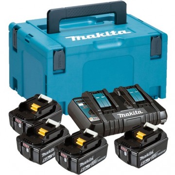 Makita 197626-8 18V Stor batteripakke, 4 x 5Ah BL1850B + DC18RD hurtiglader levert i Makpac koffert