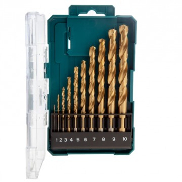 Makita D-72849 HSS TIN Drill Bit Economy Sett (10 deler)