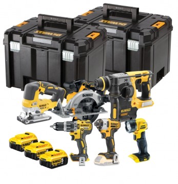 Dewalt DCK690P3T 18V XR børsteløst 6-delers sett (3 x 5,0Ah batterier) med 2 x TSTAK-bokser