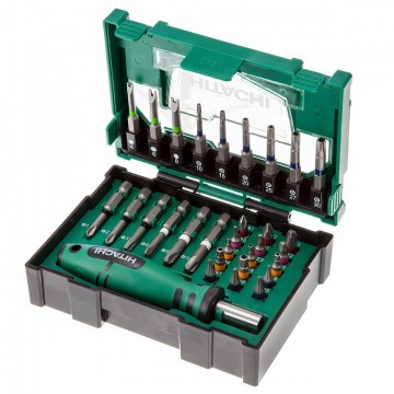 Hitachi 400.300.23 31-delers bits- og skrutrekkersett i praktisk euti