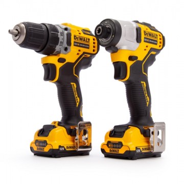 Dewalt DCK2110L2T 12V XR 2-delers børsteløs batterisett - DCD701 skrudrill + DCF801 ​​slagtrekker (2 x 3.0Ah batt)