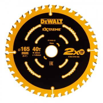 Dewalt DT10640 165mm x 20mm x 40T sagblad for høy finish