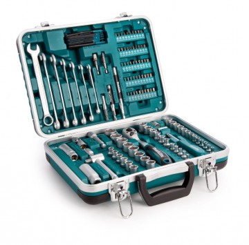 Makita P-90635 118-delers pipe og skrallesett levert i hendig koffert