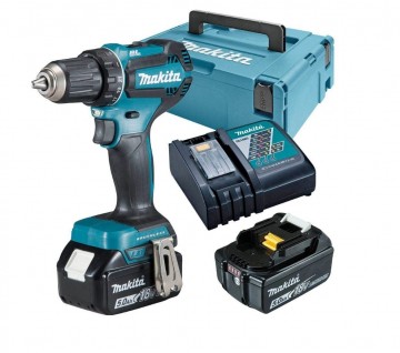 Makita DDF485RTJ 18V børsteløs skru- bor drillsett (2x5Ah batterier) levert i Makpac system koffert