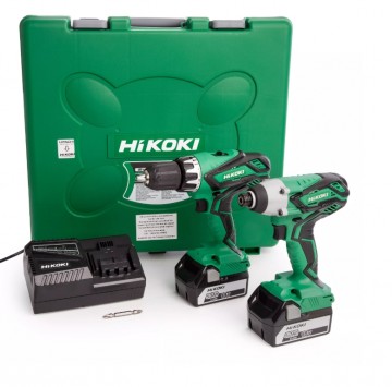 HiKOKI KC18DGL 18V TwinPack - DV 18DGL combi drill + WH 18DGL slagtrekker (2 x 5,0 Ah batterier)