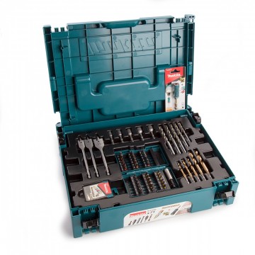 Makita B-51699 71-delers bit og tilbehørsett levert i Makpac system koffert