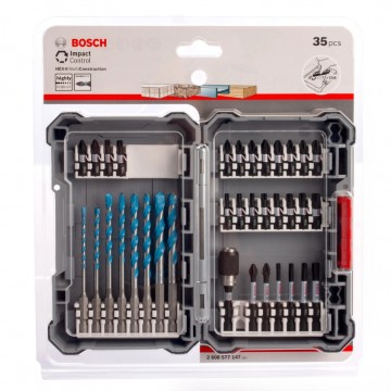 Bosch 2608577147 MultiConstruction 35-delers drill og slagtrekker sett(levert i praktisk etui)