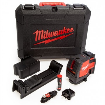 Milwaukee L4 CLLP-301C 4V grønn krysslaser med oppladbar batteri