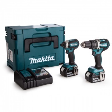 Sjekk prisen! Makita DLX2180TJ 18V 2-delers børsteløs premium verktøy sett combi drill + slagtrekker (2 x 5.0Ah batt)