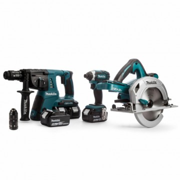 Makita DLX3049PTJ 3-delers verktøysett: DHR264 + DHS710 + DTD152 (4 x 5.0Ah batterier)