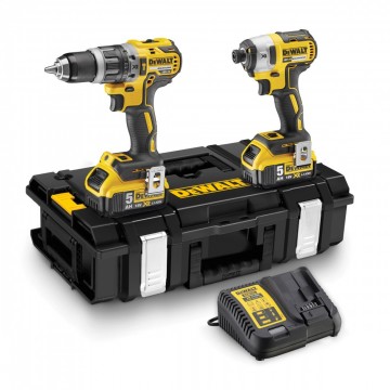 Sjekk prisen! Dewalt DCK266P2 18V Combi drill og slagtrekker børsteløs Kit (2 x 5.0Ah batterier)