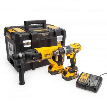 Dewalt DCK2071P2T 18V twinpack 2-delers børsteløs combi drill + SDS+ borhammer (2 x 5,0Ah batterier)