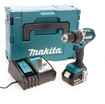 Makita DHP484 18V LXT børsteløs combi drillsett (1 x 5.0Ah batteri) i Makpac koffert