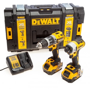 Sjekk prisen! Dewalt DCK266P2 18V Combi drill og slagtrekker børsteløs Kit (2 x 5.0Ah batterier)