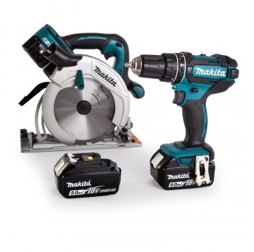 Makita DLX2140PTJ 18/36V sirkelsag og kombidrill tvillingpakke (4 x 5,0Ah batterier)