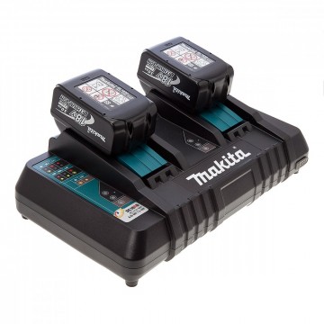 Makita DC18RD dobbel port hurtiglader + 2 x BL1830B 18V 3.0Ah batterier