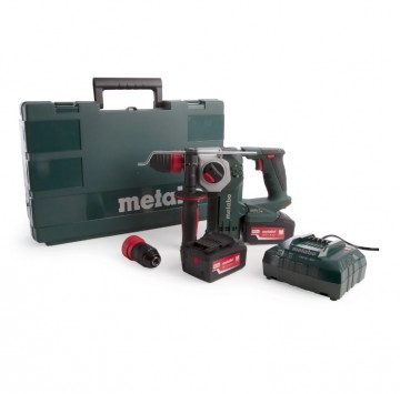 Metabo KHA 18 LTX BL 24 børsteløs SDS+ kombinasjons borhammer (2 x 4,0 Ah batterier)