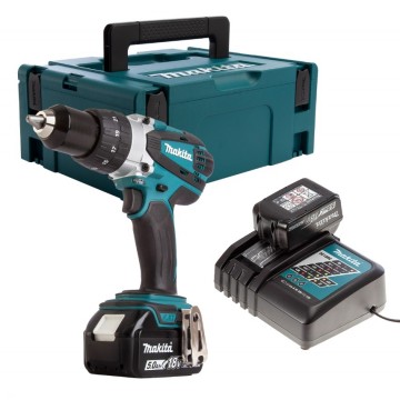 Makita DHP458RTJ 18V LXT kombibormaskin (2 x 5,0Ah batterier) i MakPac-system koffert