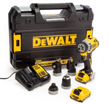 Dewalt DCD703L2T 12V XR 4-hoders kompakt multi drill sett(2 x 3,0Ah batterier)