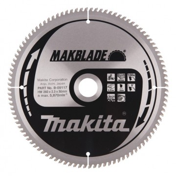 Makita B-09117 260mm x 30mm x 100 tenner sagblad for trevirke