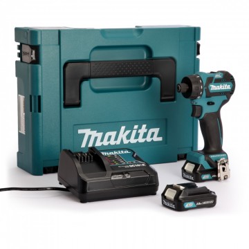Makita DF032DSAJ 10.8V CXT ULTRA kompakt børsteløs skrudrill (2 x 2,0 Ah batterier)