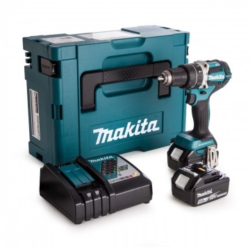 Makita DHP484RTJ 18V børsteløs combi drillsett (2x5Ah batt)