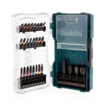 Sjekk prisen! Makita E-07048 slagtrekker bitssett i gjennomsiktig etui (28 deler)
