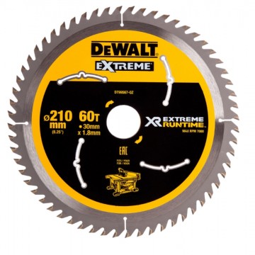 Dewalt DT99567 XR Extreme Runtime sirkelsag sagblad 210mm x 30mm x 60T