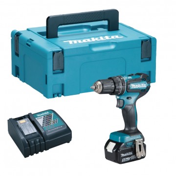 Makita DHP485 18V LXT børsteløs combi drillsett (1 x 5,0Ah batteri) i MakPac system koffert