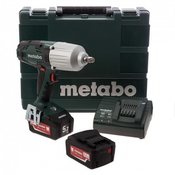 Metabo SSW18LTX 600 18V høyeffekts muttertrekker sett (2 x 5,2 Ah Batterier)