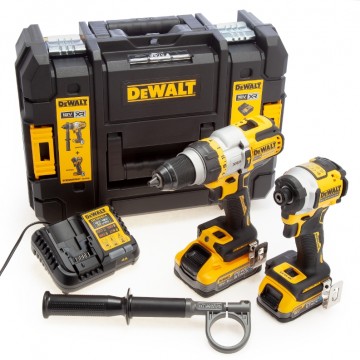 Dewalt DCK2052H1E1T 18V XR Combi drill & slagtrekker Twin Pack (2 x Powerstack-batterier)