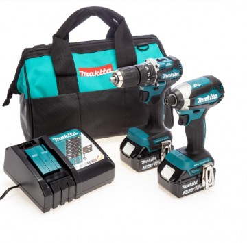 Makita DLX2460X1 18V LTX Combi drill og slagtrekker TwinPack (2 x 3,0Ah batterier) i verktøy bag