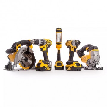 Dewalt DCK551P3T 18V 5-delers batteriverktøysett (3 x 5,0 Ah batterier) lader og 2 x system kofferter