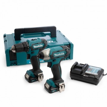 Makita CLX224AJ 2-delers 12V combi og slagtrekker sett (2 x 2Ah batterier)