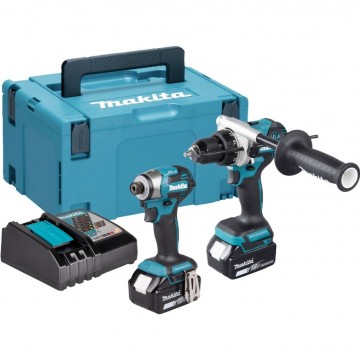 Makita DLX2516TJ LXT 18V combi drill og slagtrekker, dobbelpakke (2×5,0 Ah batterier)