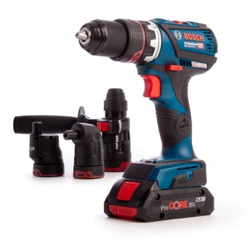 Bosch GSR 18V-60 FC Professional FlexiClick heavy duty skrudrill sett (2x 5.0Ah Coolpack og 1x 4.0Ah ProCORE batteri)