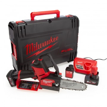 Milwaukee M12 FHS-602X FUEL børsteløs kompakt kjedesag sett (2 x 6Ah batterier) levert i HD koffert