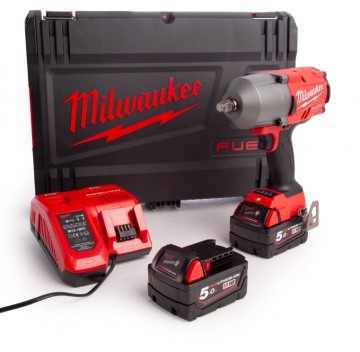 Milwaukee M18 FHIWF12-502X børsteløs høyeffekts muttertrekker sett (2x5Ah batterier)